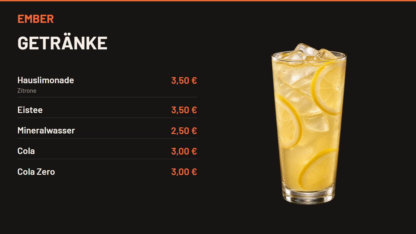 EMBER Getränkekarte
